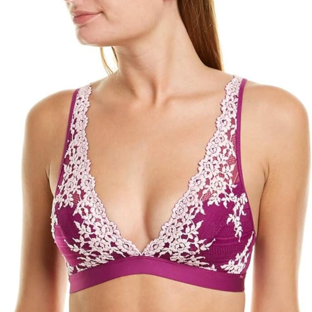 Wacoal Embrace Lace Wire Free Bralette in Hollyhock and Chalk Pink, 38